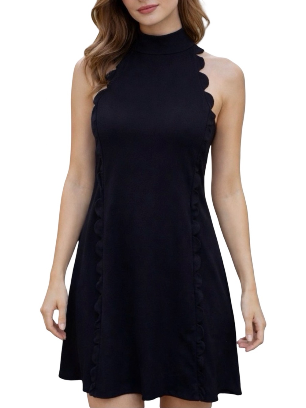 B44 Dressed Scalloped Edge Little Black Dress - Size Small